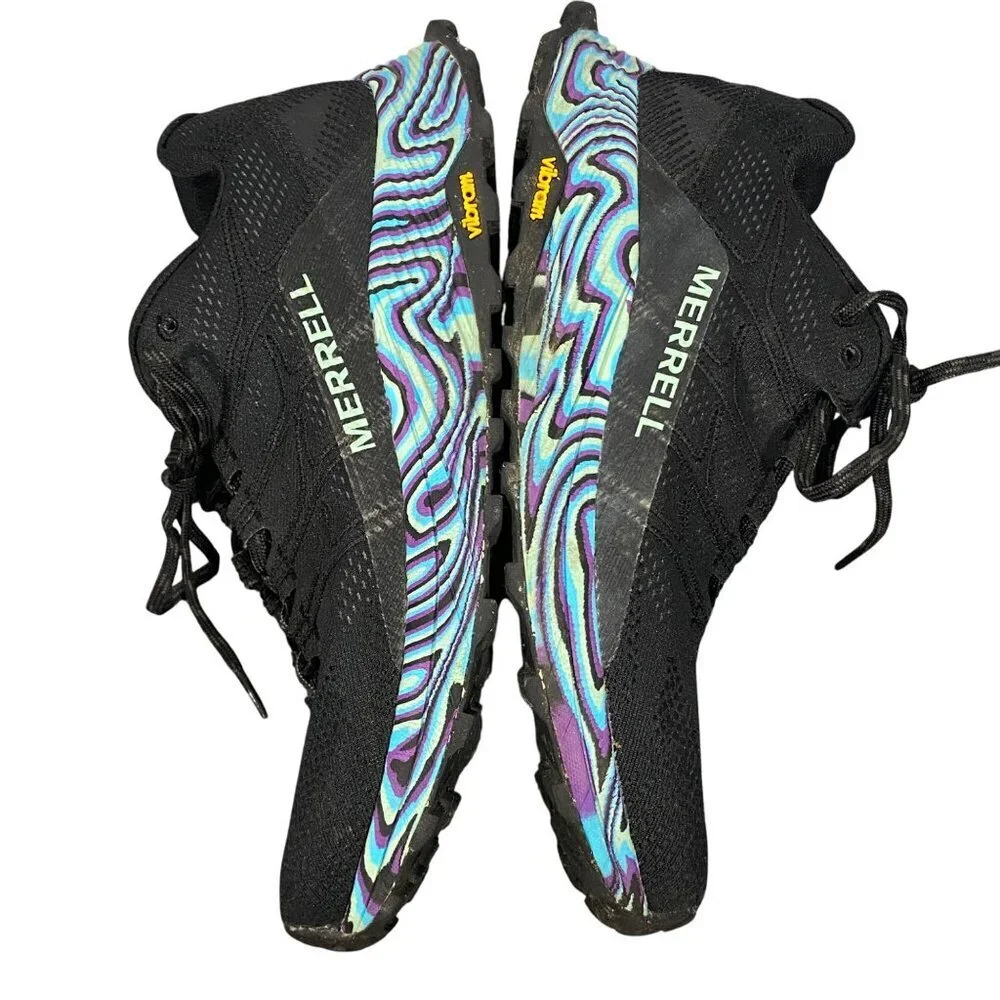 Merrell Moab flight trail Floatpro Running Shoes Black Marble Vibram Sole 8.5